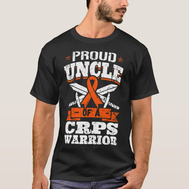 Proud Uncle Of A CRPS Warrior RSD Awareness Ribbon T-Shirt (Front)