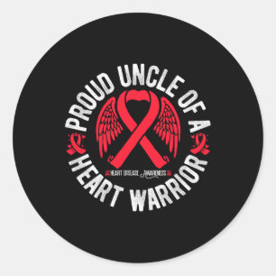 Proud Uncle Of A Heart Warrior Chd Heart Disease A Classic Round Sticker