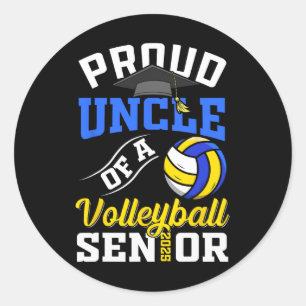 Proud Uncle Of A Volleyll Senior Cl Of 2025 Gradua Classic Round Sticker