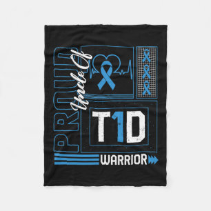 Proud Uncle Of T1d Warrior Ribbon Diabetes Awarene Fleece Blanket