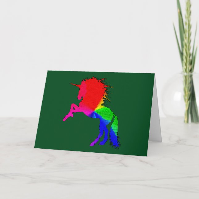 Proud Unicorn of Colourful Stain Glass Design, ZKO Card (Front)