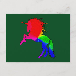 Proud Unicorn of Colourful Stain Glass Design, ZKO Postcard