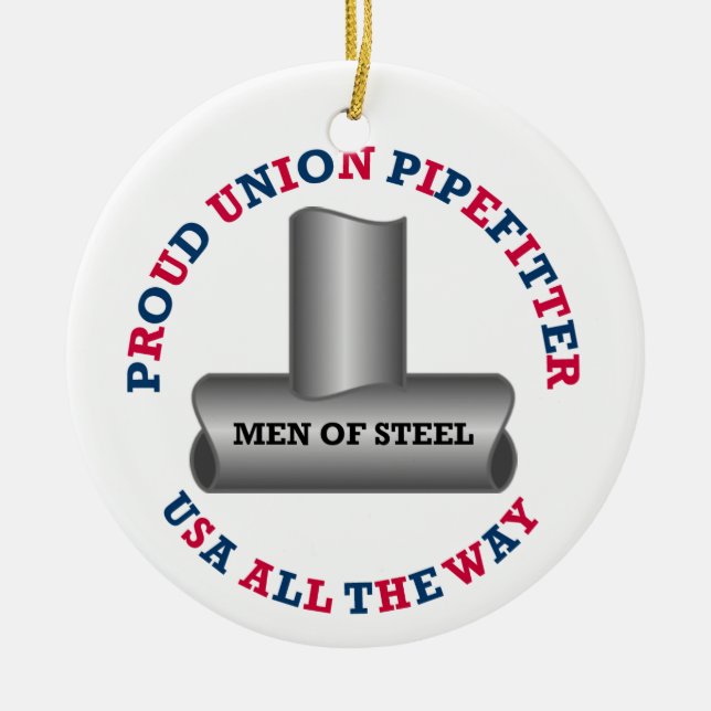 Proud Union Pipefitter USA Ceramic Ornament (Front)