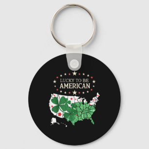 Proud Us Clover Map - Lucky To Be American Keychain
