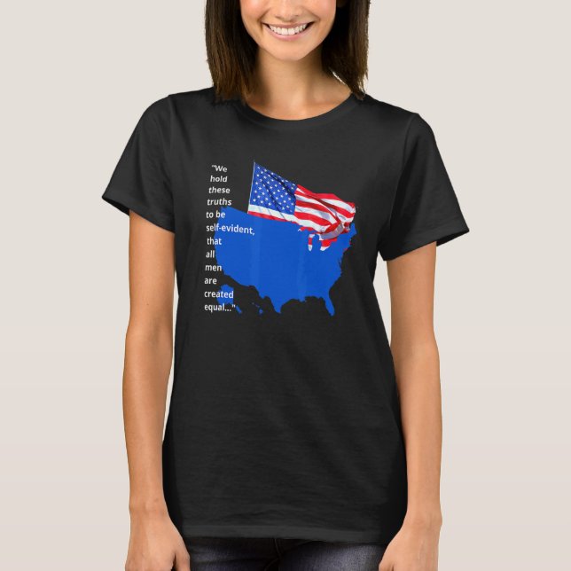 Proud US Country Flag All created equal Equality H T-Shirt (Front)