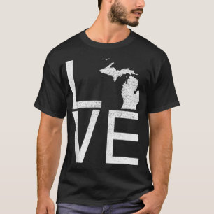 Proud USA Fan State Michigan LOVE Map Michigan T-Shirt
