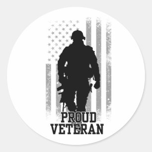 Proud Veteran Classic Round Sticker