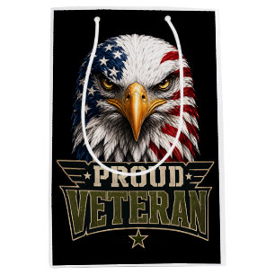 Proud Veteran Eagle – Memorial Day American Flag Medium Gift Bag