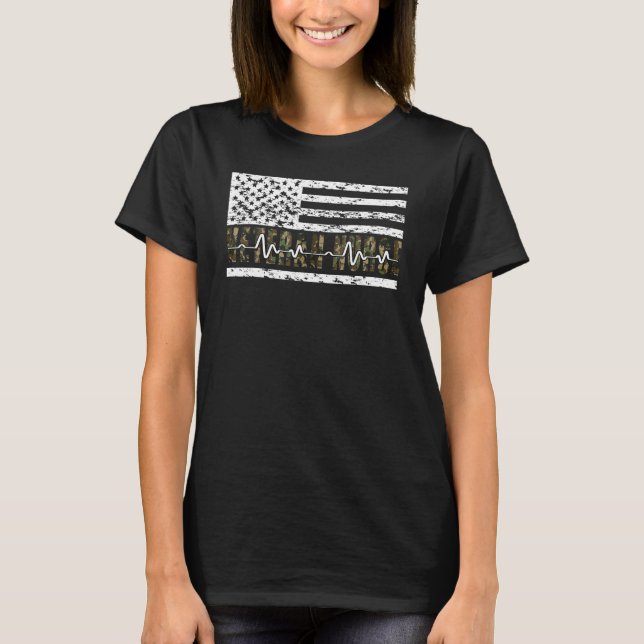 Proud Veteran Nurse Heartbeat Veteran Nursing 1 T-Shirt (Front)