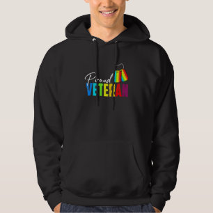 Proud Veteran Trans Military LGBTQ Rainbow Gay Pri Hoodie