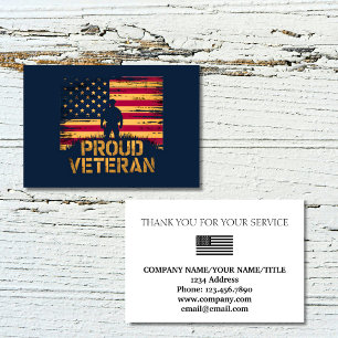 Proud Veteran US Flag Company Thank You Card
