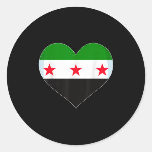 Proud Vintage Syrian Flag Free Syria Heart Love Ma Classic Round Sticker
