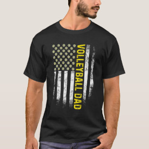 Proud Volleyball Dad Retro USA Flag Sports Best Da T-Shirt