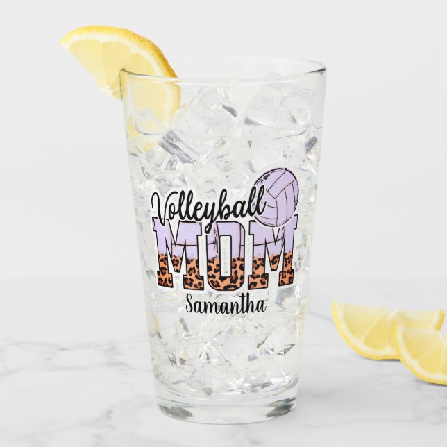 Proud Volleyball Mom – Serving Up Support Glass (Front Ice)