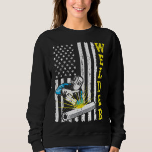Proud Welder Pipefitter Us Flag Retro Vintage Weld Sweatshirt