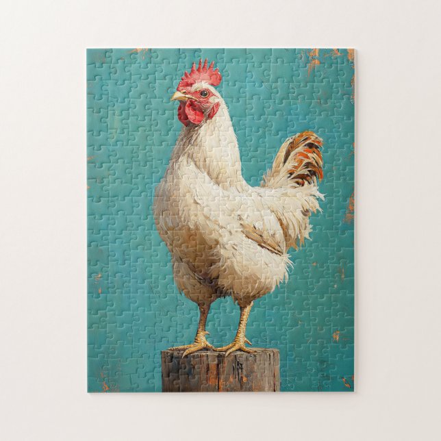 Proud White Chicken Jigsaw Puzzle (Vertical)