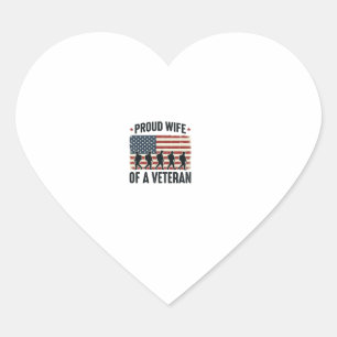 Proud Wife of a Veteran Patriotic Shirt Design (2) Heart Sticker