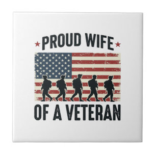Proud Wife of a Veteran Patriotic Shirt Design (2) Tile