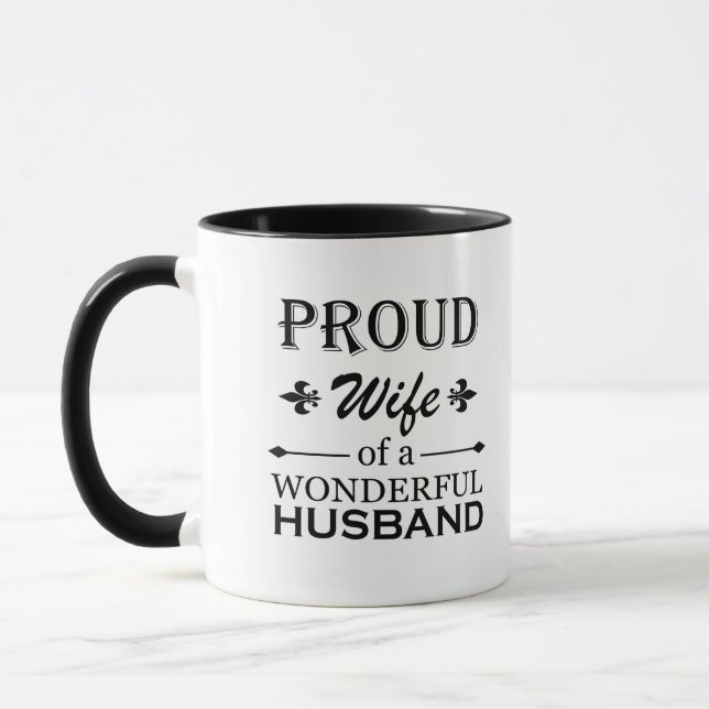 proud wife of a wonderful husband mug (Left)