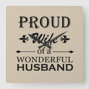 proud wife of a wonderful husband square wall clock