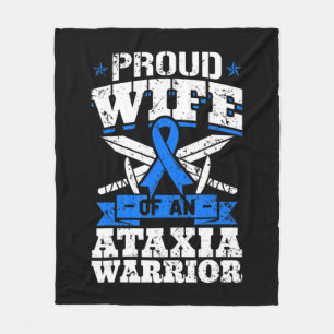 Proud Wife Of An Ataxia Warrior Blue Awareness Rib Fleece Blanket