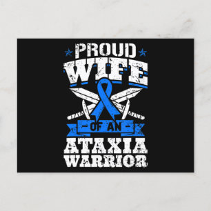Proud Wife Of An Ataxia Warrior Blue Awareness Rib Postcard