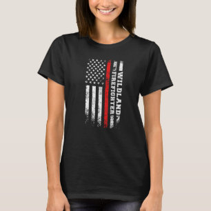 Proud Wildland Firefighter Us Flag Wildland Firema T-Shirt