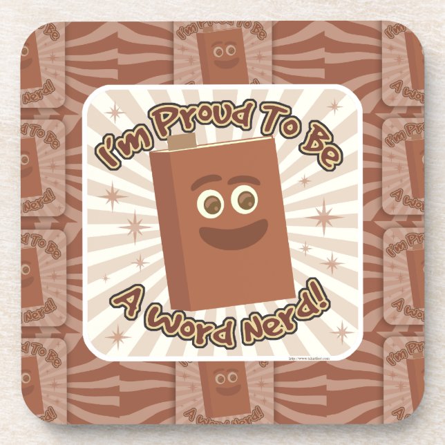 Proud Word Nerd Pattern Slogan Fun Art Coaster (Front)