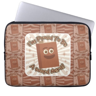 Proud Word Nerd Pattern Slogan Fun Art Laptop Sleeve