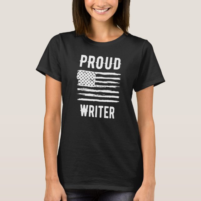 Proud Writer Profession American Flag Premium T-Shirt (Front)