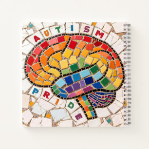 Proudly Autistic Embroidered Rainbow Brain Design Notebook