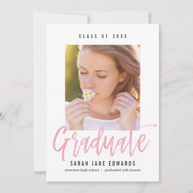 Proudly Brushed Graduation Photo Announcement (Front)