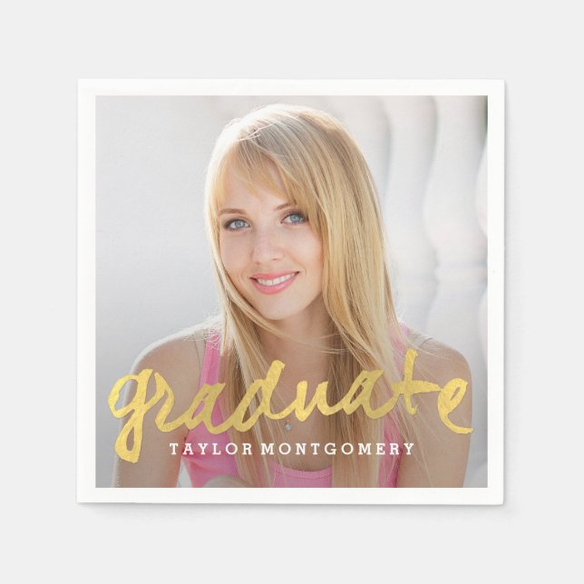 Proudly Brushed Photo Graduation Napkins (Front)