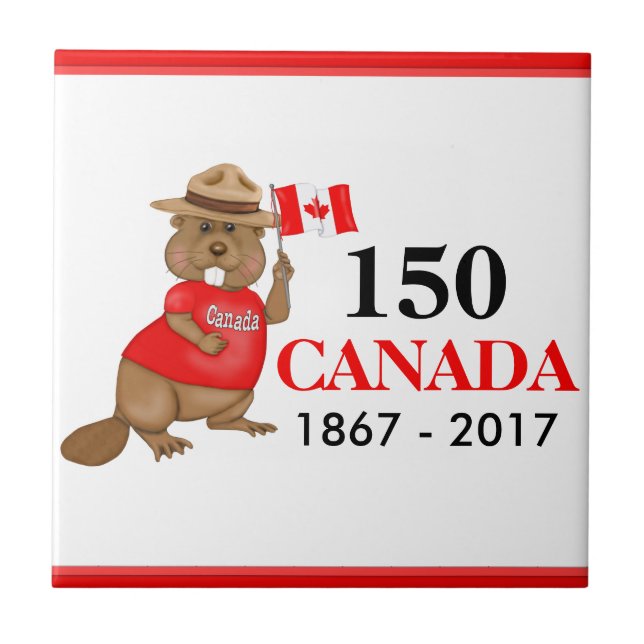 Proudly Canadian Beaver 150 Anniversary Tile (Front)