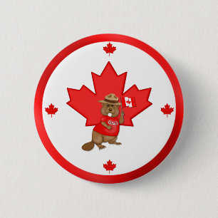 Proudly Canadian Beaver 2 Inch Round Button