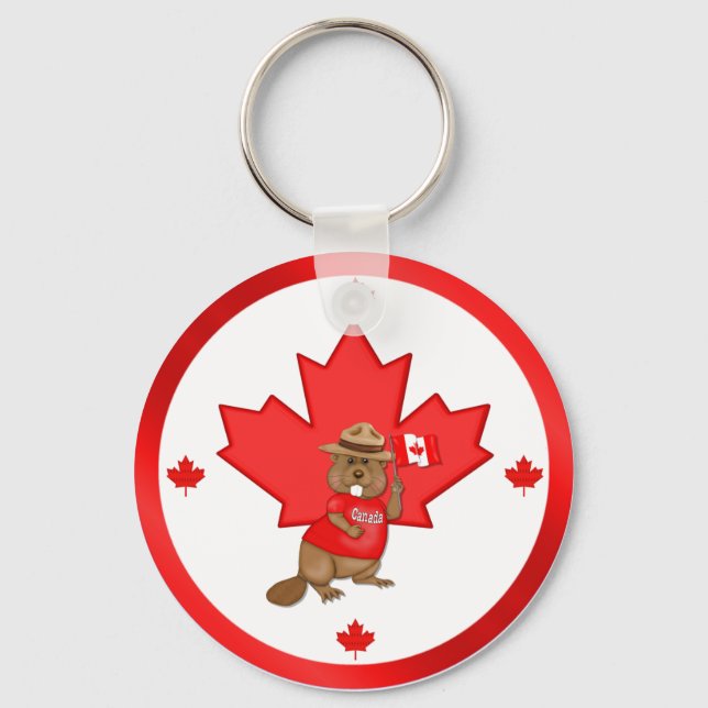 Proudly Canadian Beaver Keychain (Front)