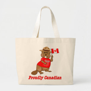 Proudly Canadian Beaver Large Tote Bag