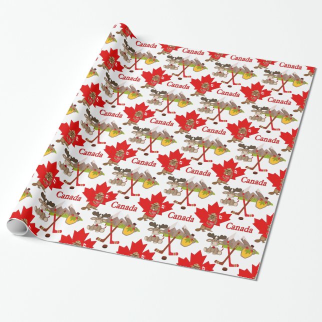 Proudly Canadian Beaver Wrapping Paper (Unrolled)