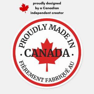 Proudly Made in Canada/Fabriqué au Canada Eng-Fr Classic Round Sticker