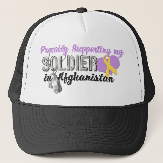 Proudly Supporting My Soldier in Afghanistan Trucker Hat (Front)