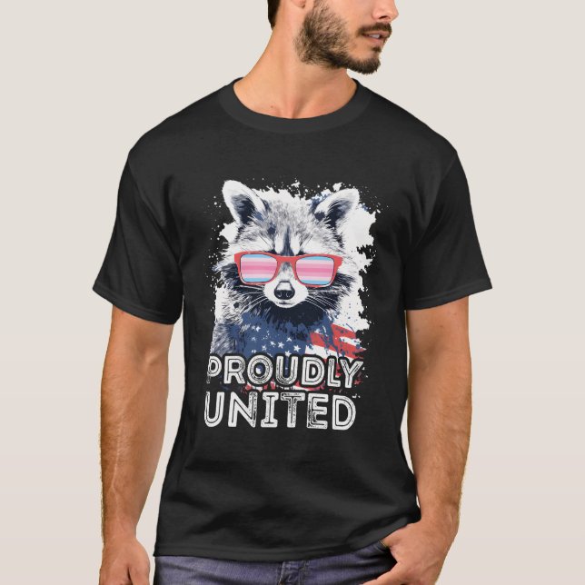 Proudly United Raccoon Transfeminine Sunglasses Fl T-Shirt (Front)