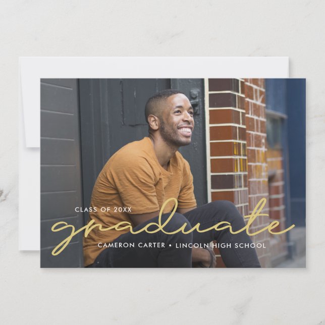 Proudly Written Editable Colour Graduation Invitat Invitation (Front)