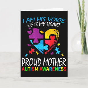 Pround Autism Mom Heart Mother Puzzle Piece Autism Card