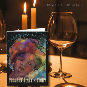 Pround of Black History Woman Portrait Watercolor Holiday Card