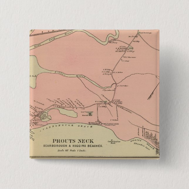 Prouts Neck Scarborough, Higgins beaches 2 Inch Square Button (Front)