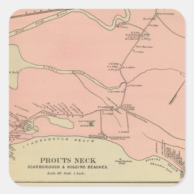 Prouts Neck Scarborough, Higgins beaches Square Sticker (Front)