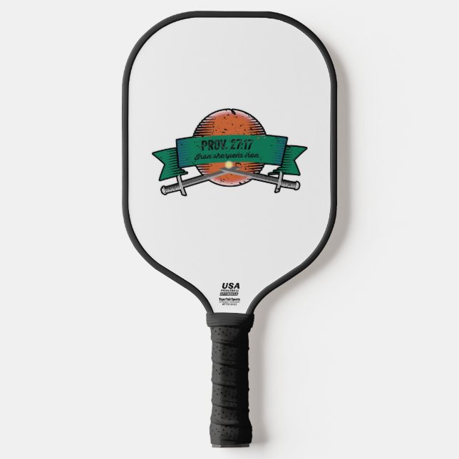 Prov. 27:17 Iron Sharpens Iron Grunge Version Pickleball Paddle (Front)