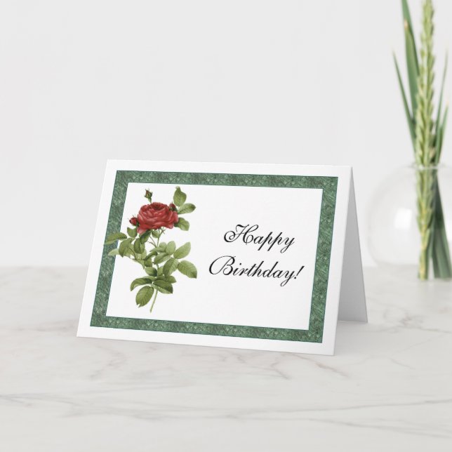 Provencal Red Rose Birthday Card (Front)