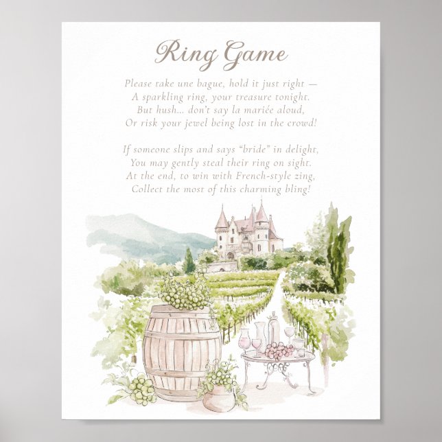 Provence Chateau French Country Ring Game Bridal Poster (Front)