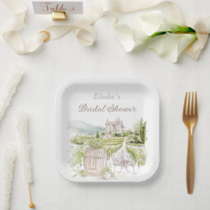 Provence Elegant Chateau French Country Bridal Paper Plate